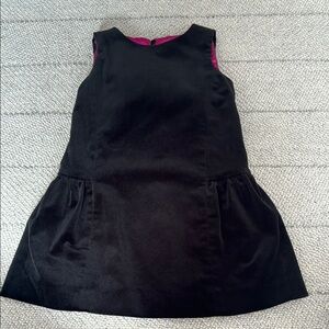 Milly Elegant Black Velvet Dress with Bow on back and pink lining, girls size 3